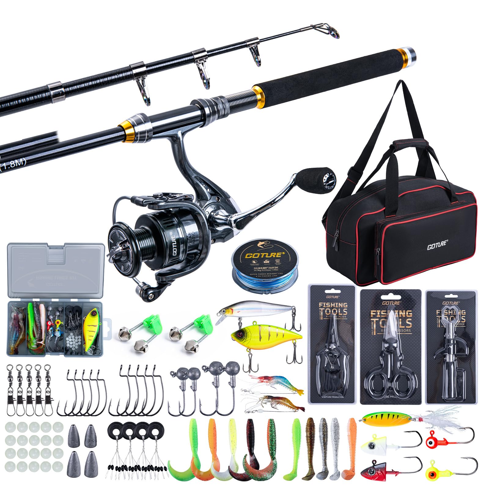 Fishing Rod Combo - Goture Canna da pesca telescopica e